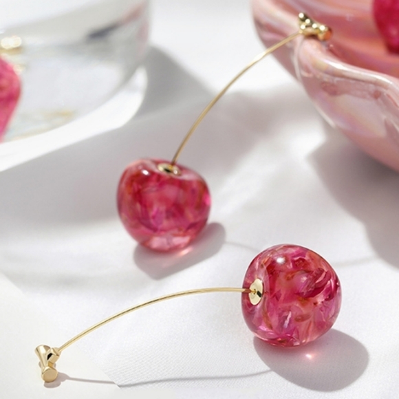CherryLuX Jewelry - 🐝 18K GP Cherry Baby Dangle Earrings